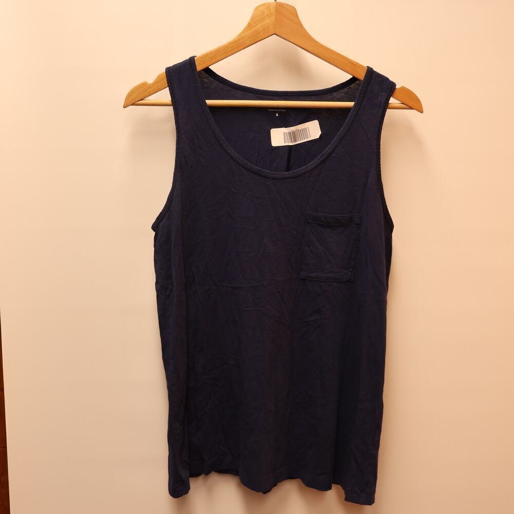 J. Crew Women Size Small Sleeveless Tshirt Left Front Pocket Navy Blue